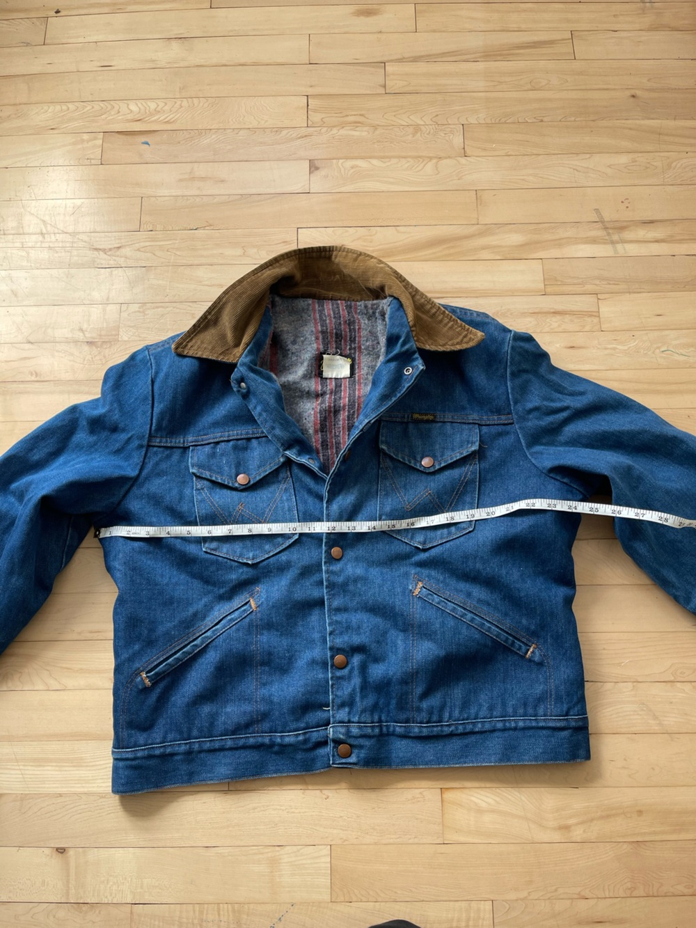 80s Vintage Wrangler No Fault Denim Jacket blanket lined corduroy collar - Picture 6 of 7